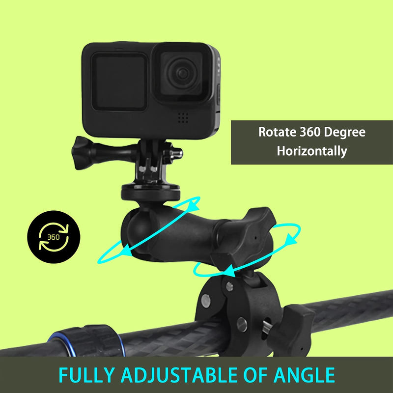 Handlebar Clamp Motorbike Mount for Insta360 One X2, X, One R, GO 2, GoPro Hero, with Double Ball Head Super Clamp Mount Adapter Accessories