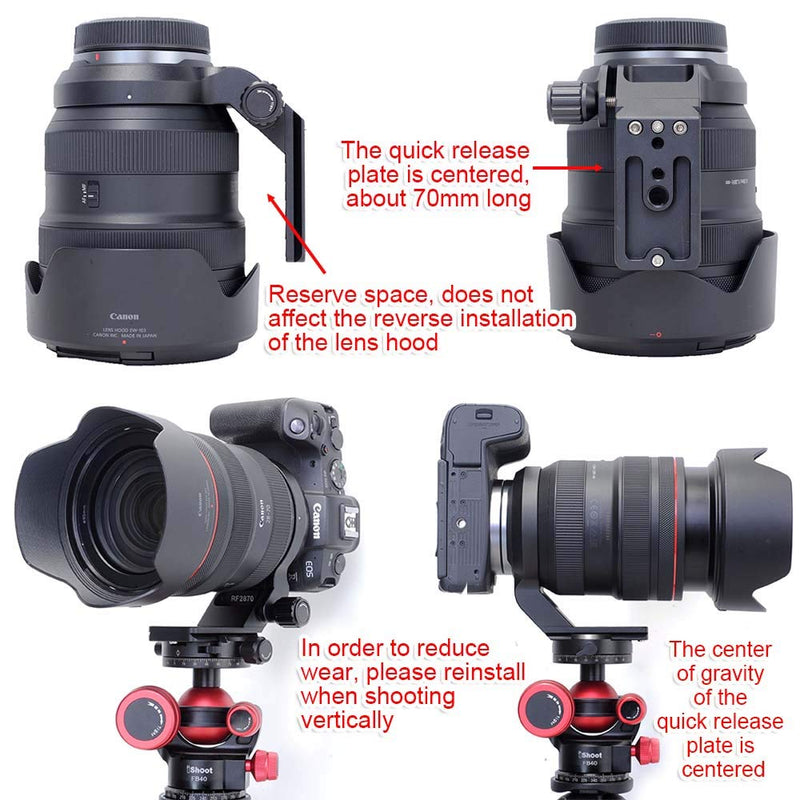 iShoot Metal Tripod Mount Ring Lens Collar Compatible with Canon RF 28-70mm f/2L USM, Lens Support Holder Bracket Bottom is Arca-Swiss Fit Quick Release Plate Suitable for ARCA Fit Tripod Head Clamp