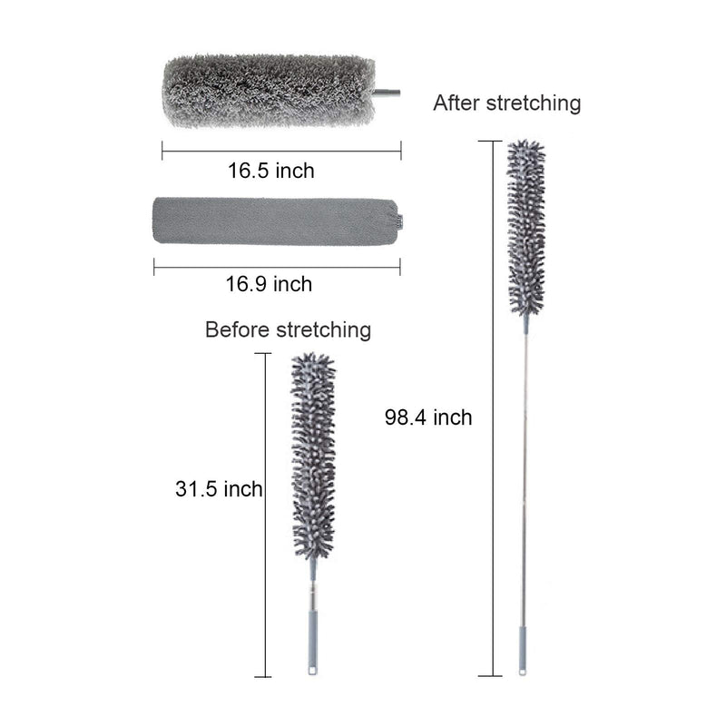 4Pcs/Set Microfiber Duster for Home, Cleaning Kit with Telescoping Extension Pole Reusable Bendable Dusters, Washable Lightweight Dusters for Cleaning Cobwebs Ceilings Fans