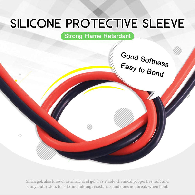 Hilitchi 10 Gauge 12Feet Silicone Wire High Temperature Resistant Super Soft Flexible Silicone Wire [6ft Red and 6ft Black] (10 AWG) 10 AWG