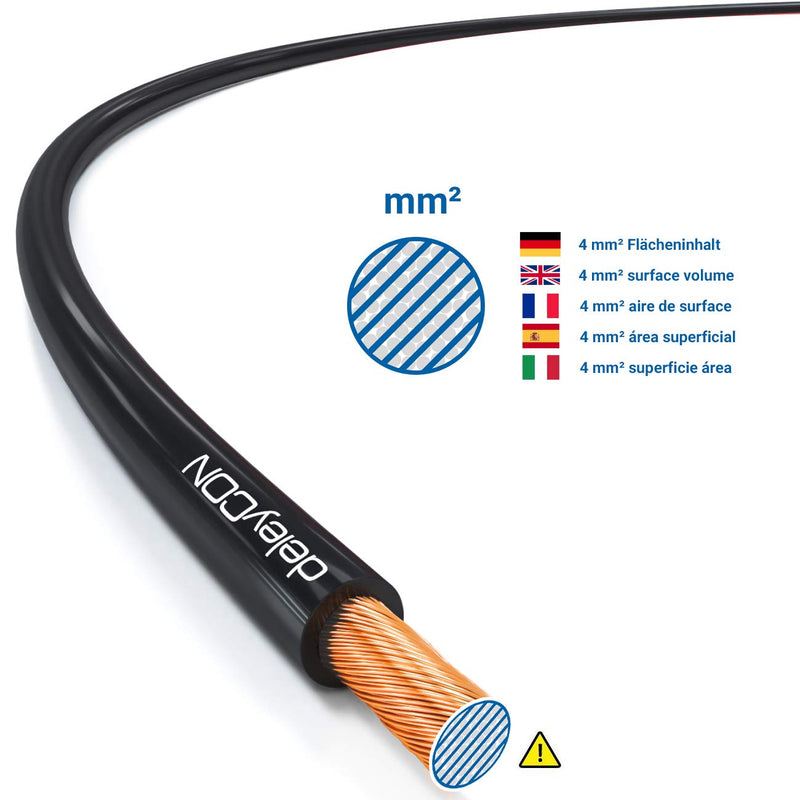 deleyCON 25m (82.02 ft.) Loudspeaker Cable 2x 4.0mm² Speaker Cable CCA Copper-Coated Aluminium 2x56x0.30mm Filaments Polarity Marking - Red/Black 25 meters (82.02 ft.) Red / Black