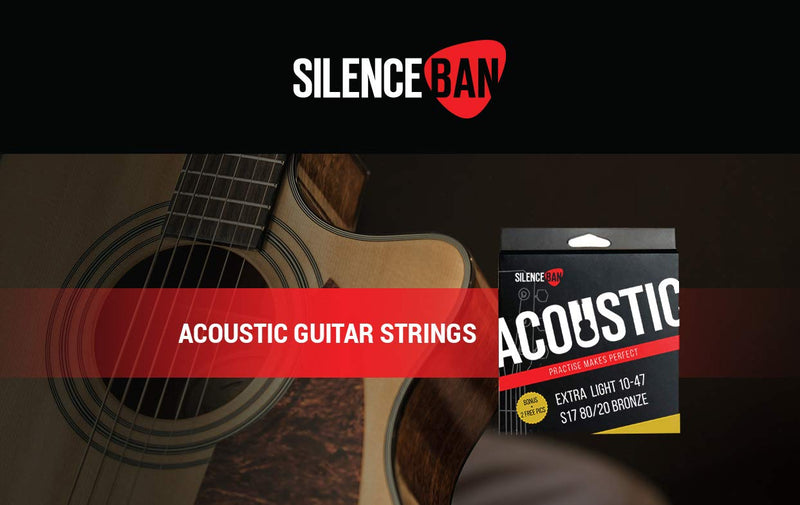 3X Pack of 6 Silenceban Acoustic Guitar Strings Extra Light Gauge 10-47 Phosphor Bronze Acoustic Guitar Strings with 2 Free Silenceban Picks Guitar Plectrums Included