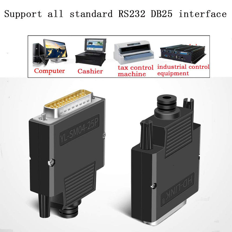 Jienk DB25 Solderless Female RS232 D-SUB Serial Adapters, 16mm thinner 25 Pin Port Terminal Solderfree Breakout Connector Board with Case Accessories