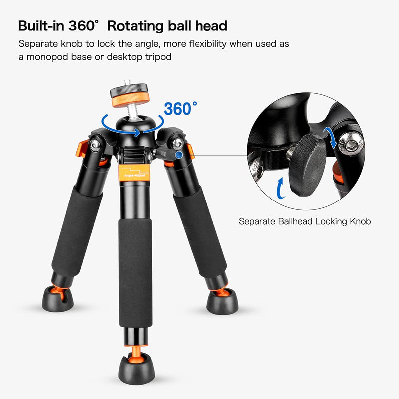 Koolehaoda A3 Mini Tripod with 1/4 and 3/8" Screw Mount, Universal Monopod Support Base Unipod Support Compatible with DSLR Cameras Video Micro Shooting