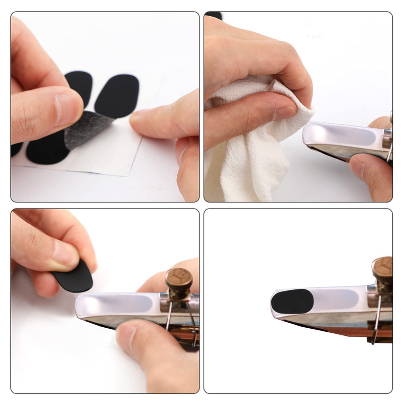 SAVITA 40 Pcs 0.8mm Thick Alto/Tenor Saxophone Mouthpiece Pads Rubber Mouthpiece Cushions Strong Adhesive Mouthpiece Patches for Beginners, Musicians, Saxophones, Hautbois and Clarinets(Black)
