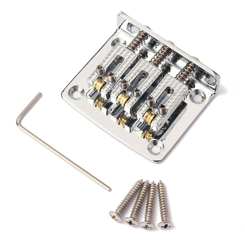 Alnicov Cigar Box Guitar Parts: 3-string Chrome Hard-tail Adjustable Bridge