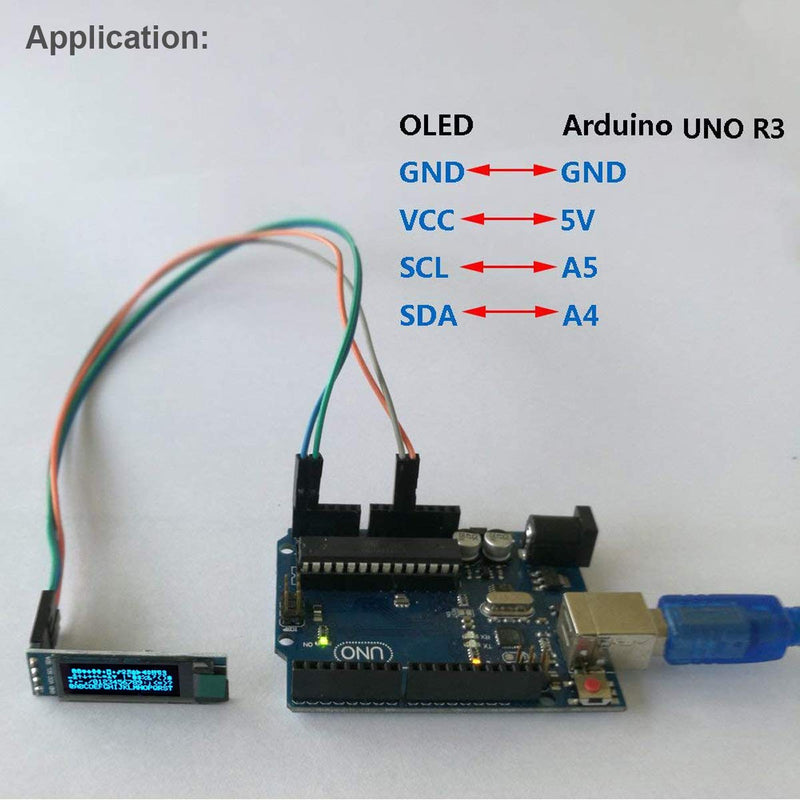 MakerFocus 2pcs I2C OLED Display Module 0.91 Inch I2C SSD1306 OLED Display Module Blue I2C OLED Screen Driver DC 3.3V~5V for Ar duino