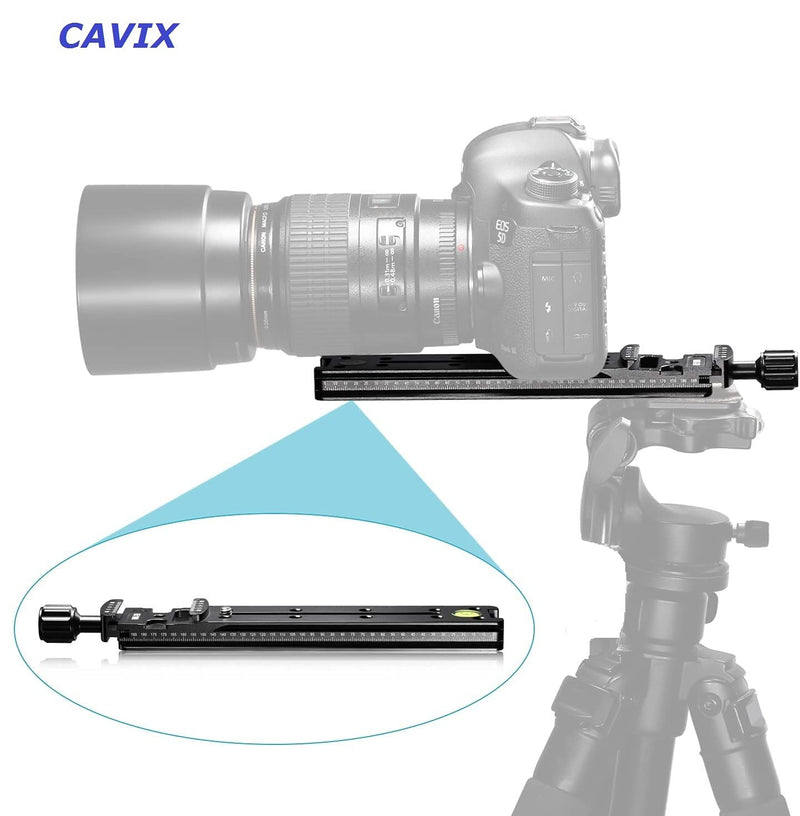 CAVIX 200mm Camera Rail Nodal Slide Metal Quick Release Clamp w 1/4" Screw for Panoramic Macro Photography Compatible w Arca Swiss RRS Quick Release Plate for DSLR Tripod Monopod Ball Head FNR-200
