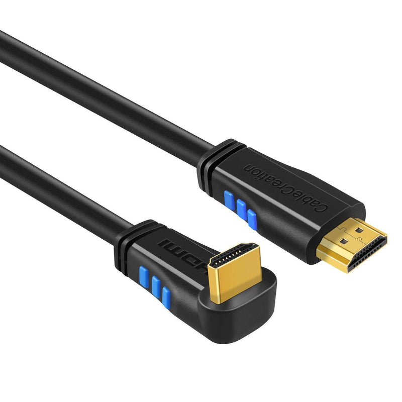 [AUSTRALIA] - HDMI 2.0 Cable, CableCreation 3 Feet 4K (60Hz) Down Angle 90 Degree Down HDMI Cable with Gold Plated Connector, Support Ultra HD, 3D Video, Ethernet, Audio Return Channel, Black 3ft 