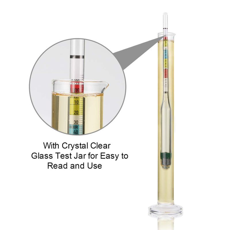Circrane Hydrometer & Glass Test Jar Set, Triple Scale Alcohol Hydrometer with Glass Cylinder for Brew Beer, Wine, Mead and Kombucha, ABV, Brix and Gravity Test Kit, Home Brewing Supplies