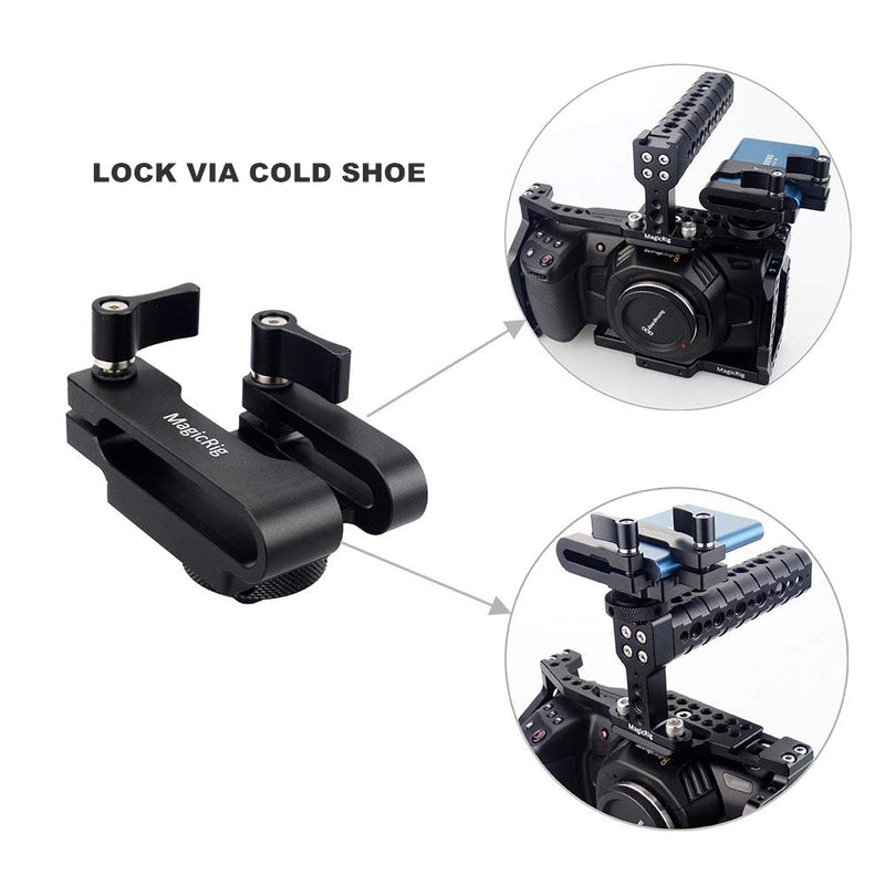 MAGICRIG T5 SSD Mount Bracket with USB-C Cable Clamp and Cold Shoe Mount for BMPCC 4K & 6K Cage