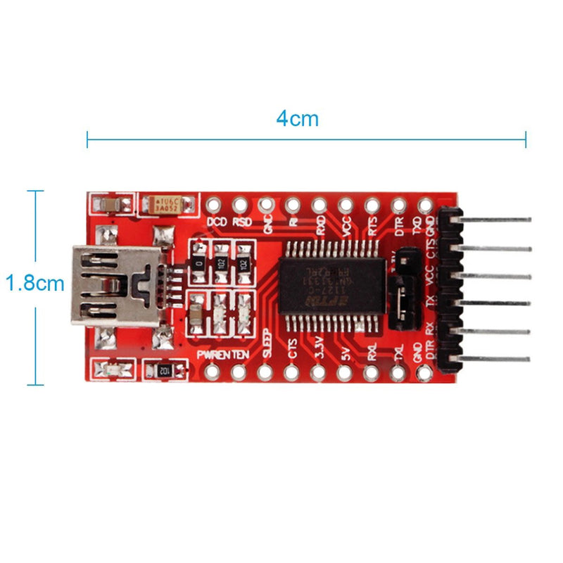 IZOKEE 2pcs 3.3V 5V FT232RL FTDI USB To TTL Serial Converter Adapter Module for Arduino Mini Port