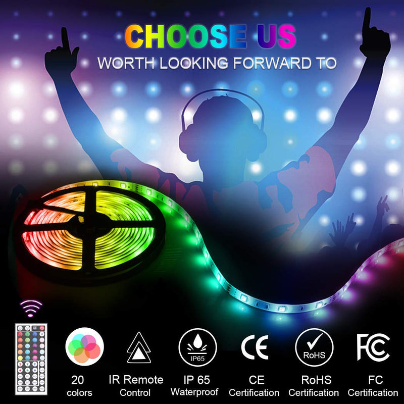 [AUSTRALIA] - LED Strip Lights 32.8 ft, ESEYE IP65 Waterproof Flexible RGB Tape Lights Self Adhesive Multicolor 12V 5A 5050 300LEDs Neon Mood Ribbon Light kit for Room Kitchen TV Festival Illumination with Remote 