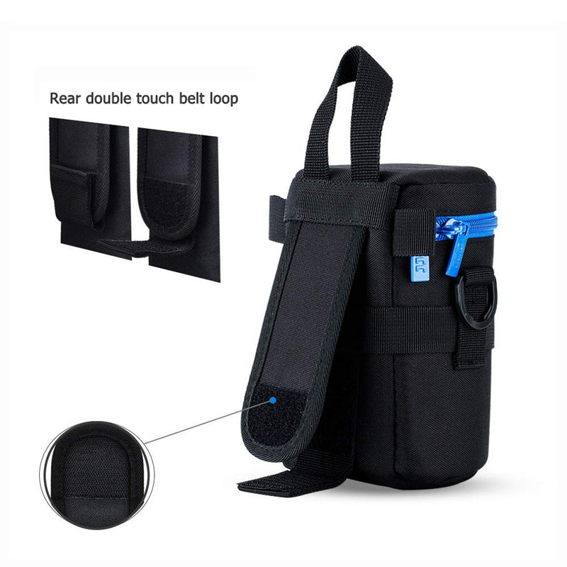 JJC Camera Lens Pouch Case for Canon EF 35mm Nikon AF-S 55-200mm 18-300mm Tamron AF 18-200mm Fujifilm XF 56mm & More, Zipper Polyester Lens Protective Bag Interior Size 3.15x5.98” M