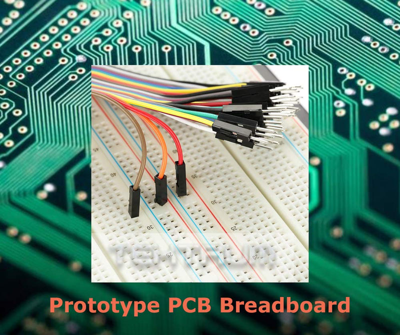 TEKTRUM EXTERNALLY Powered SOLDERLESS 2200 TIE-Points Experiment Plug-in BREADBOARD with Aluminum Back Plate and Jumper Wires for Proto-Typing Circuit