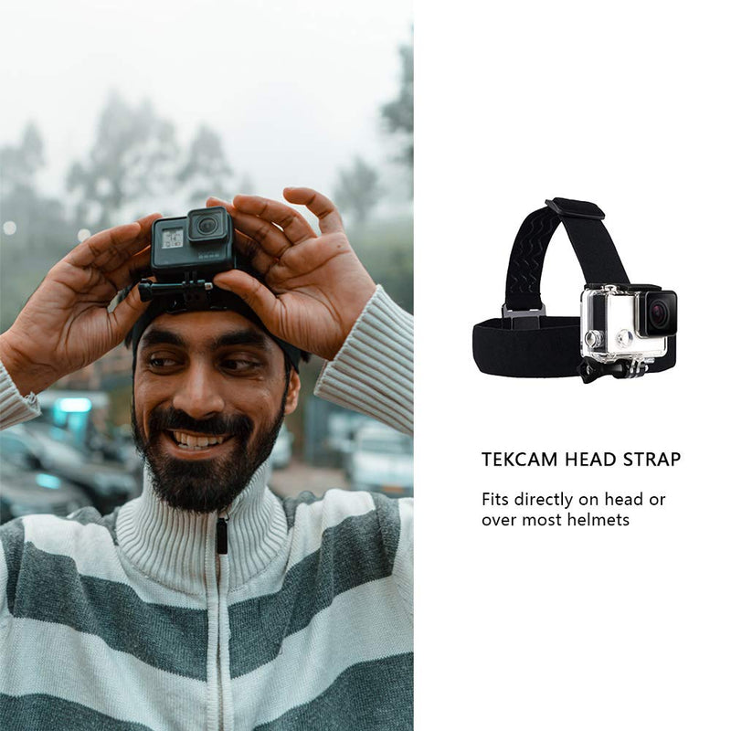 TEKCAM Action Camera Head Mount Strap Wearing Head Belt Compatible with Gopro Hero 10 9 8 7 6 5 Session/AKASO/Dragon Touch/APEMAN/Campark/Apexcam/XTU Action Camera