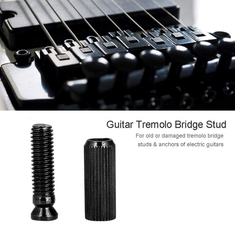 2 Pcs Guitar Tremolo, 8mm Adjustable Electric Guitar Tremolo Bridge Studs Anchors(Black) Black