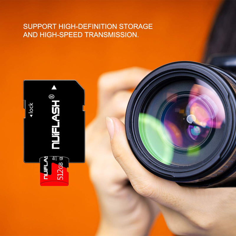 512GB Micro SD Card (Class 10 High Speed) TF Card/Memory Card with SD Card Adapter for Camera