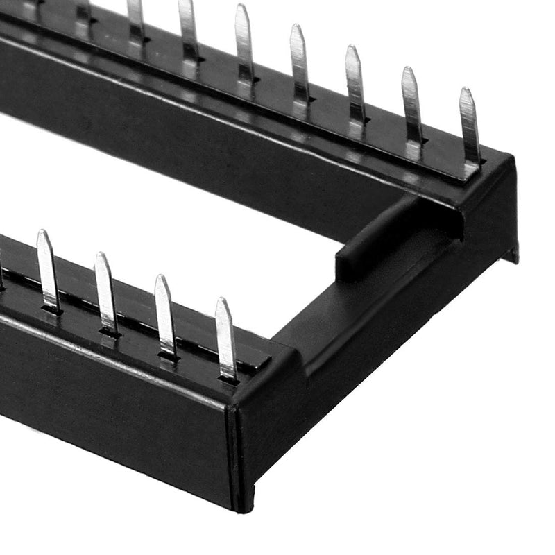 uxcell 25pcs DIP IC Chip Socket Adaptor Solder Type 2.54mm Pitch Dual Row 28 Flat Pin 15.24mm Row Pitch