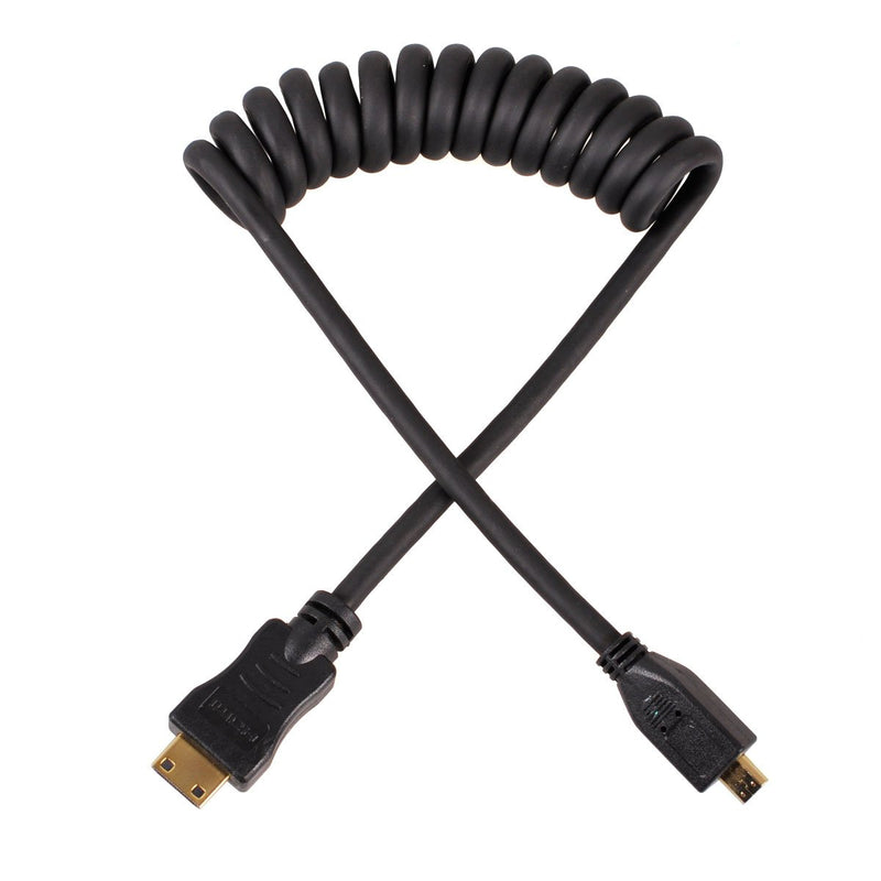 UCEC 11.81"/30cm Coiled Micro HDMI to Mini HDMI Cable for Atomos Ninja Star Tablets Cameras Micro to Mini