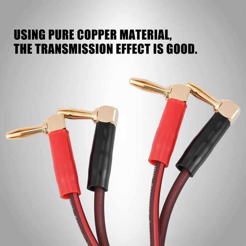 Garsent Pure Copper Speaker Wire with Gold Plated Banana Plugs,Speaker Cable Right Angle L Type Banana Plugs(3M) 3M