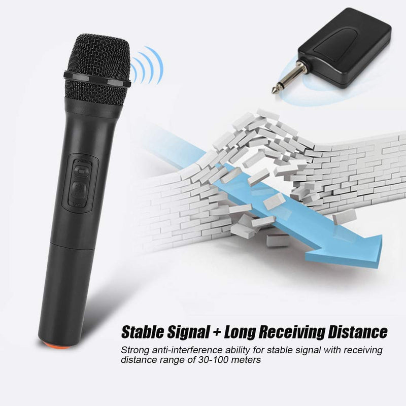 Wireless Microphone, VHF Microphone with Receiver 30-100m Range, Karaoke Handheld Microphone Powerful Sound Quality, for Party Conference Church Wedding