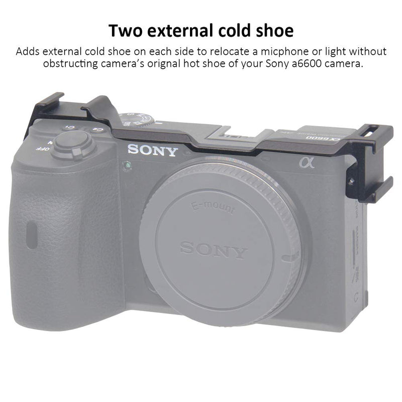 Dual Cold Shoe Adapter Relocation Plate, Easy Hood Microphone Extension Cold Shoe Mount for Sony Alpha A6600 Camera, Vlogging Video Making Shooting Accessory