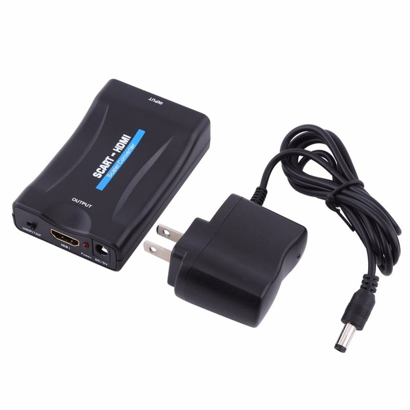 1080P SCART to HDMI Video Audio Upscale Converter Adapter for HD TV DVD for Sky Box STB Plug and Play