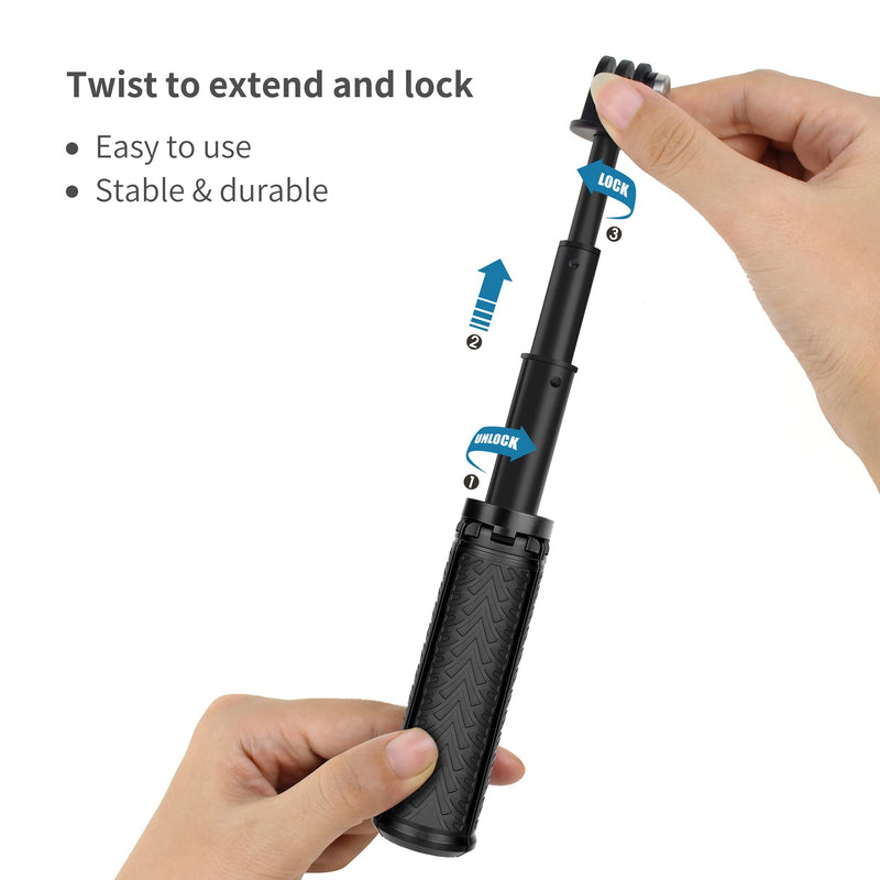 YALLSAME Mini Tripod for GoPro Hero 11 10 9 8 7 6 5 DJI Action Extension Pole Portable Pocket Tabletop Handgrip Extendable Vlog Selfie Stick with Phone Clip Compatible with iPhone Digital Camera