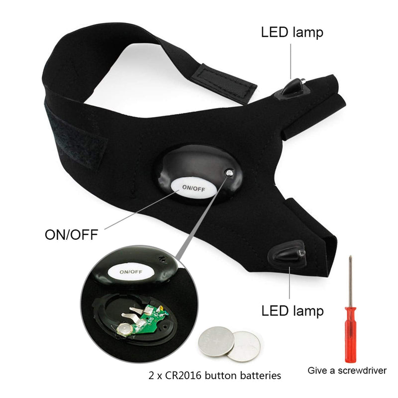 LED Flashlight Glove Gifts for Men Father Day Outdoor Fishing Gloves Dad Men Gifts with Stretchy Strap Screwdriver for Repairing Cars Night Running Fishing Camping Hiking in Dark Place A pair of black gloves