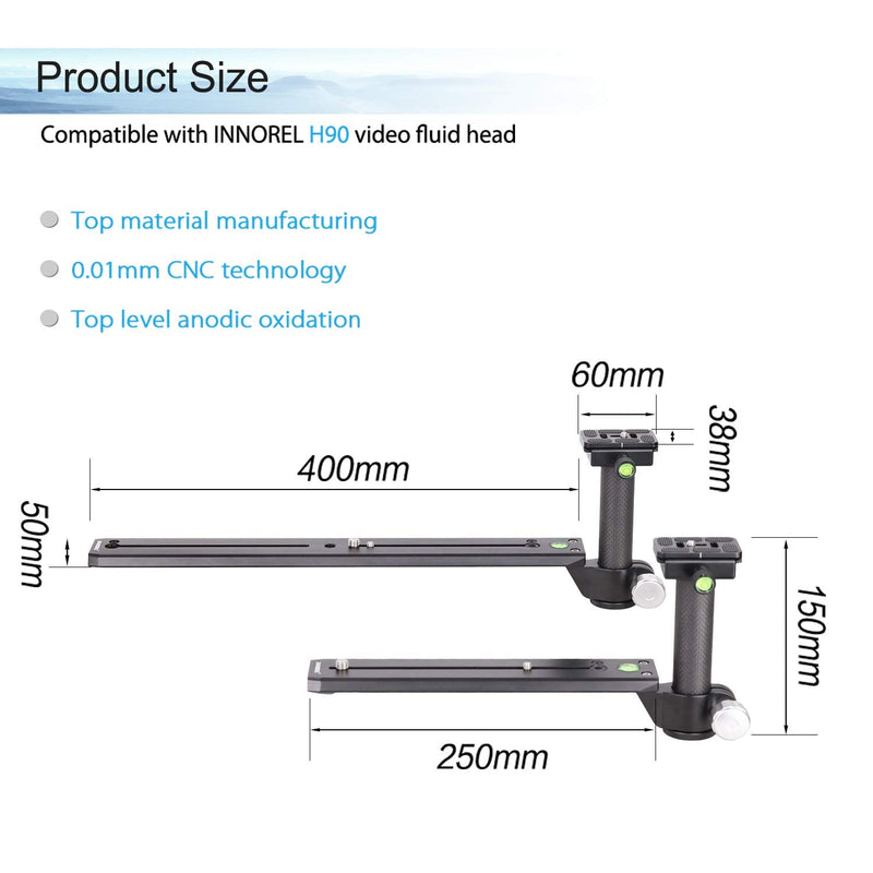 Telephoto Long-Focus Lens Bracket Clamping Pillar Camera Support Holder Nodal Slide Plate for Hydraulic Manfrotto-Standard Tripod Head (250mm) 250mm, Manfrotto