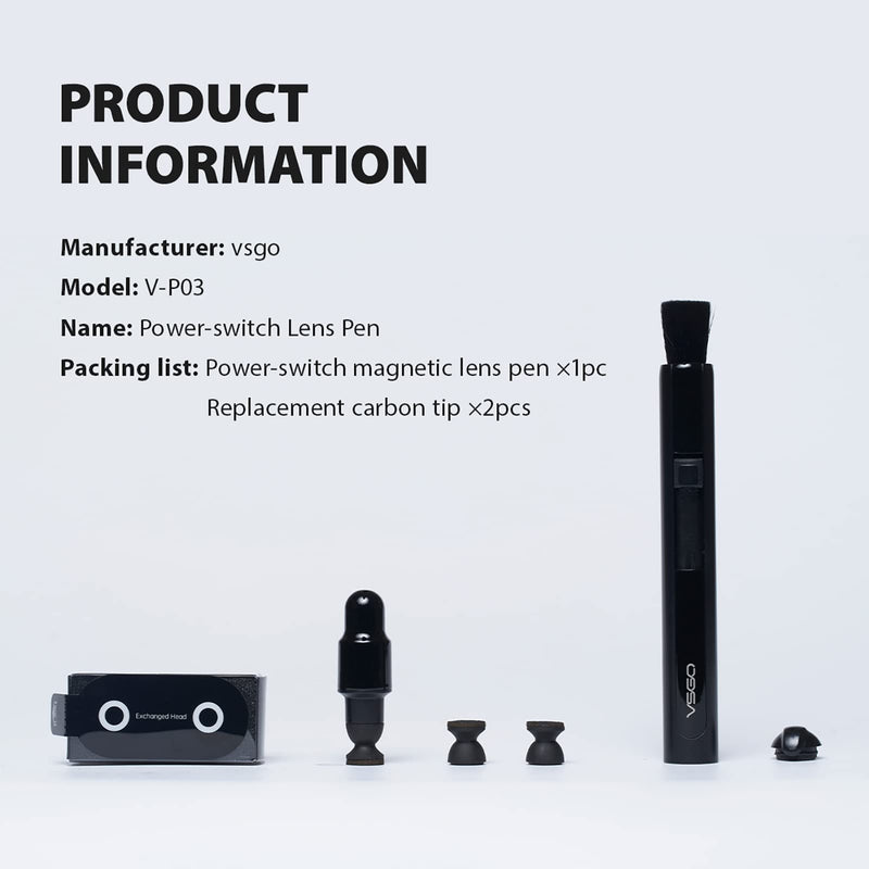 [AUSTRALIA] - VSGO V-P03E Power-Switch Lens Cleaning Pen Compatible for Canon, Nikon, Pentax, Sony Digital Camera Cleaning,AR VR Glasses Phone Tablet Screen Cleaning Pen 