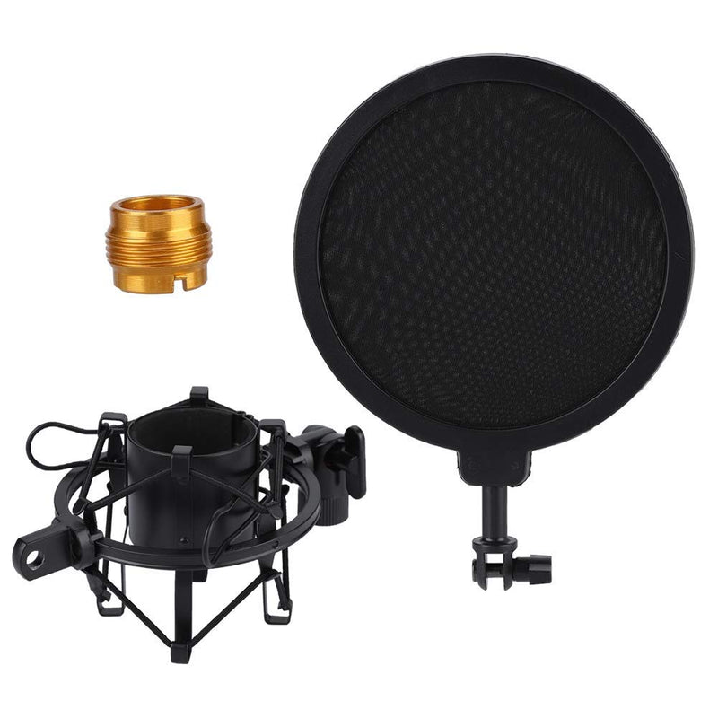 Microphone Stand Noise Reduction Condenser Microphone Mic Professional Pop Filter Shock Mount Stand Kit with Pop Filter Mesh(Black)