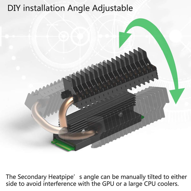 XINSHIS - M.2 Heatsink NVMe NGFF SATA M.2 SSD Heatsink Thermal Module, Compatible for PCIE NVME M.2 2280 SSD Radiator and SATA M.2 2280 SSD Heatsink, with Heat Pipe and Silicon Thermal pad