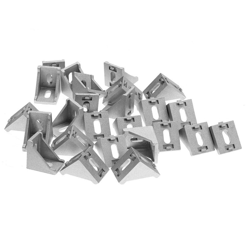 Akozon 25pcs 4040 Corner Bracket Right Angle L Shape Corner Bracket Brace Fastener 2 Hole Aluminum Brackets for Extrusion Profile