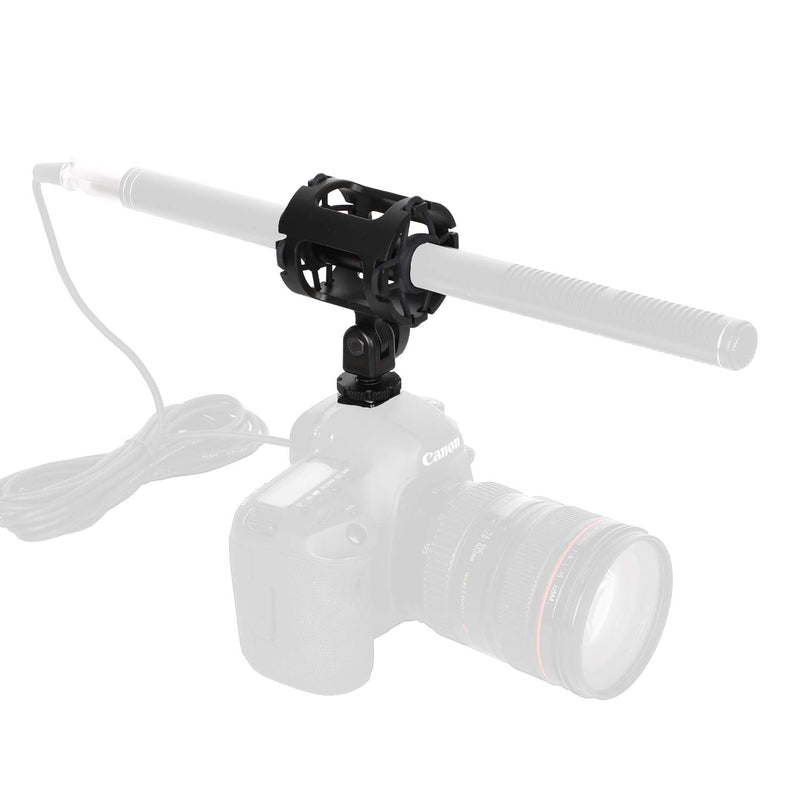 [AUSTRALIA] - Easy Hood Microphone Shock Mount Holder with Cold Shoe for Camera Shoes and Boompoles, Fits 19-25mm Diameter Shotgun Mics 