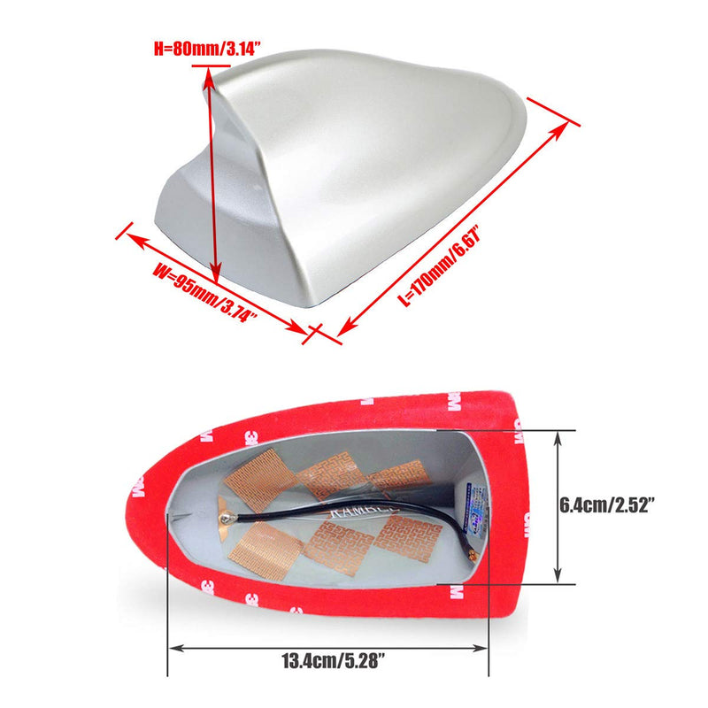 [AUSTRALIA] - Ramble- Fin Shark Antenna Cover Vehicle Antennas Automobile Accessories Roof SUV Hatchback Cars for Ford Focus (Advanced Model, Silver) Advanced Model 