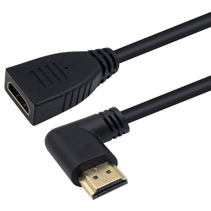 Poyiccot HDMI 2.0 Extension Cable 90 Degree, 2 Feet / 60cm HDMI Extender High Speed Left Angle HDMI Male to Female Extension Cable 60Hz, 4K 2K (F/M Left)