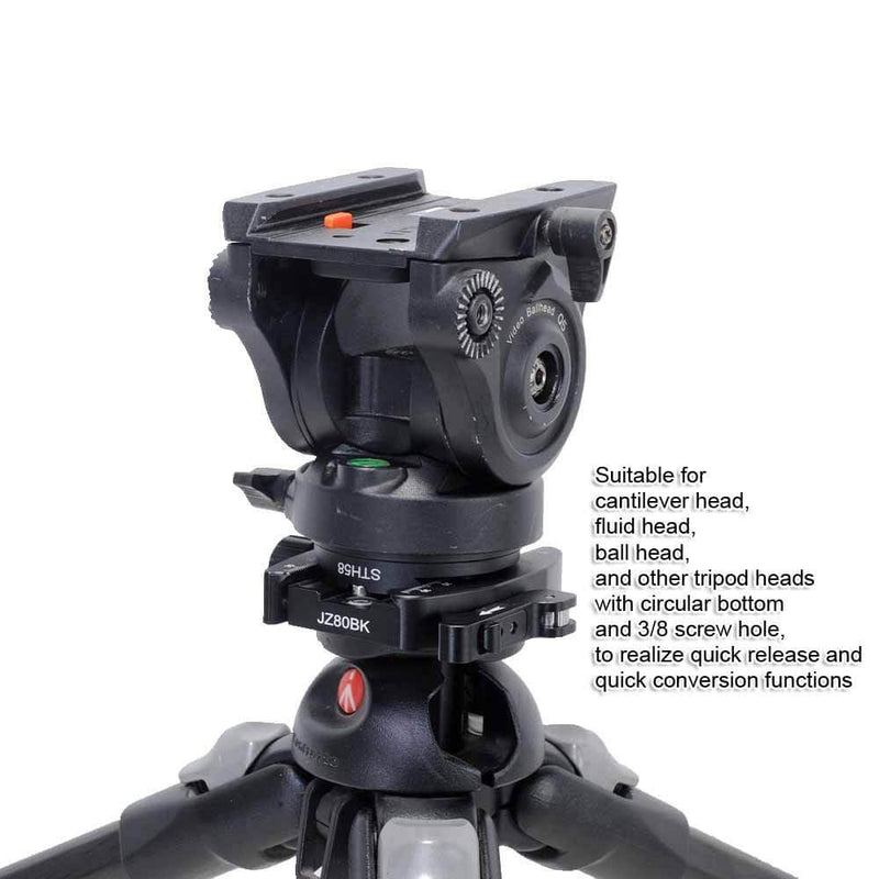 iShoot Metal Quick Release Adapter Tripod Head Mount Converter for Cantilever Head, Fluid Head, Ball Head, Tripod Head with Circular Bottom & 3/8" Screw Hole, Bottom is Arca Type Quick Release Plate