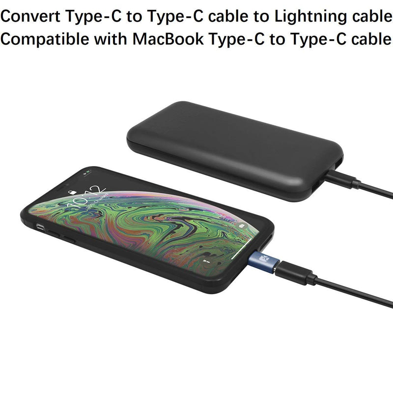 USB C Female to iOS 14 PD Fast Charge Adapter Compatible with iPhone 12 11 Pro Max, Xs,Xr, 8 Plus,7,6, iPad Air Mini, Convert MacBook Pro Type-C Charging Cable to iPad, Data Sync,Holder,Case,Key Chain 2 pack, USB-C to Lightning PD Adapter, Keychain
