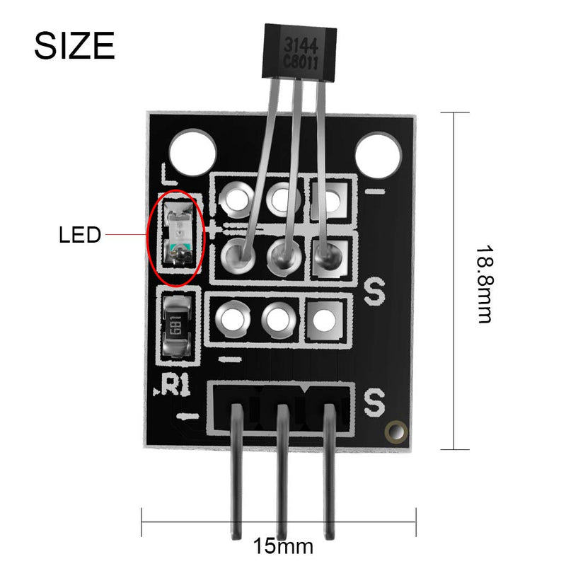 6pcs Hall Effect Magnetic Sensor Module 3144E A3144 Hall Effect Sensor KY-003 DC 5V for Arduino PIC AVR Smart Cars by MUZHI