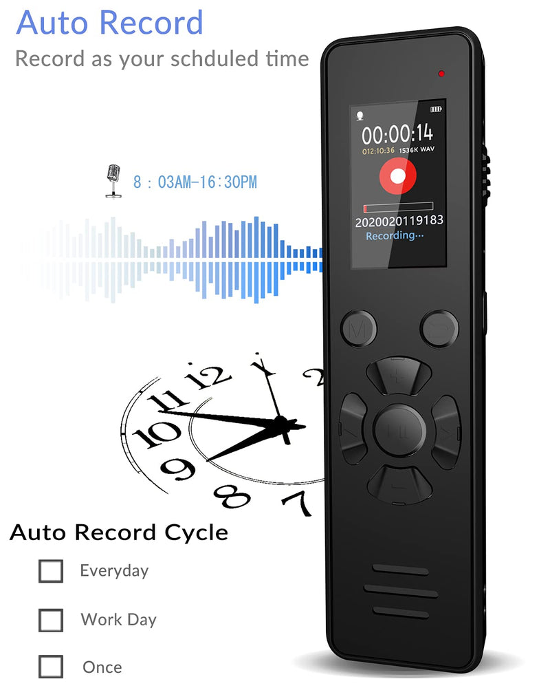 Aomago Digital Voice Recorder 32GB with Playback V619 Voice Activated Recorder for Lectures Meetings 1536Kbps Stereo HD Recording USB C Rechargeable, Support Line in External MIC, Password Protection