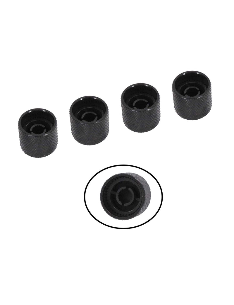 Metallor Guitar Tone Volume Control Knobs Knurled Metal 18mm Diameter Dome Style Compatible with 6mm Solid Shaft Tele Telecaster Style Electric Guitar or Bass Set of 4Pcs Black.