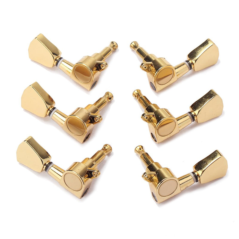 Alnicov 6PCS 3L3R Guitar String Tuning Pegs Sealed Machine Heads Tuners Kit for Gibson Les Paul Electric Acoustic Guitars Gear Ratio of 1:18-Gold