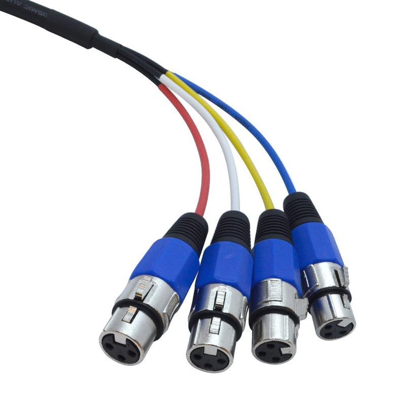 [AUSTRALIA] - Seismic Audio - SASN4B - 4 Channel 2 Foot XLR Snake Cable with Blue Cable Shell - Balanced Shielded Audio Frequency Control Patch Cable Snake 2' 