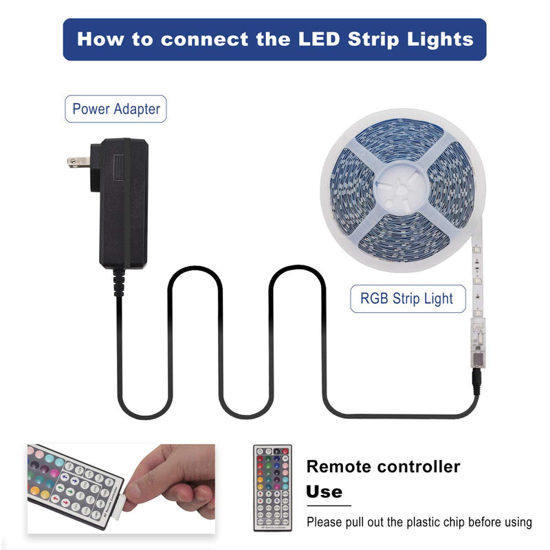 [AUSTRALIA] - LED Strip Lights 50ft/15m Masqudo 5050 SMD RGB LED Rope Light with 44 Keys RF Remote Controller Non-Waterproof LED Lighting Strips with 24V Power Adapter for Bedroom Ceiling Under Cabinet Party Deco 