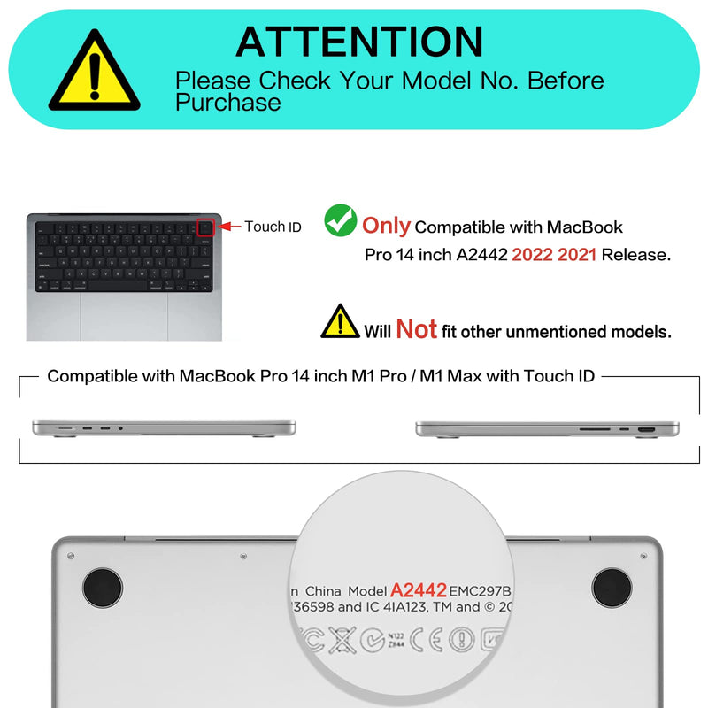 MOSISO Compatible with MacBook Pro 14 inch Case 2021 2022 Release A2442 M1 Pro/Max with Liquid Retina XDR Display Touch ID, Plastic Hard Shell&Keyboard Skin&Screen Protector&Storage Bag, Lavender Gray