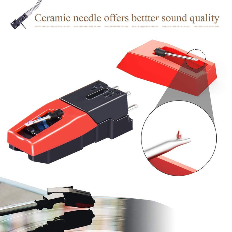 [AUSTRALIA] - SKEVONO Vinyl Record Player Needle Cartridge Replacement with Ceramic Stylus Needles, Lids and Cartridge for Turntable, Record Player, LP, Phonograph (2 Sets Per Box) 