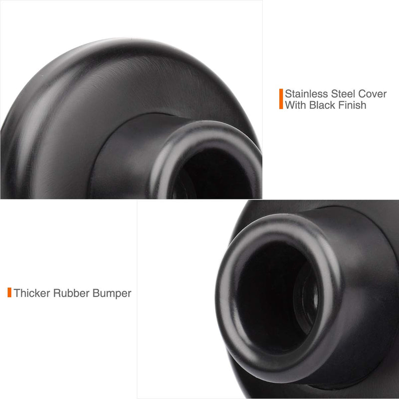 KOVOSCH 5 Pack Concave Wall Door Bumper Stop Black – 2-1/2” Outside Diameter Stainless Steel Cover with 1-1/8” Black Rubber Bumper – Easy to Install with Screw Concave-Black