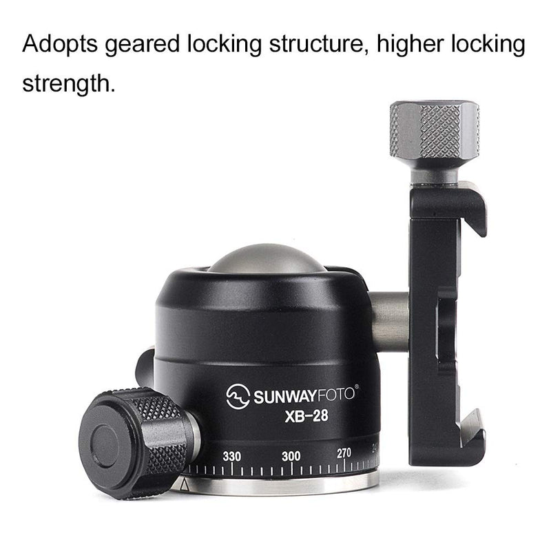 SUNWAYFOTO XB-28 Tripod Ballhead Arca Clamp with Arca Swiss Plate with 360 Degree Fluid Rotating Swivel and 4.5KG Load Capacity